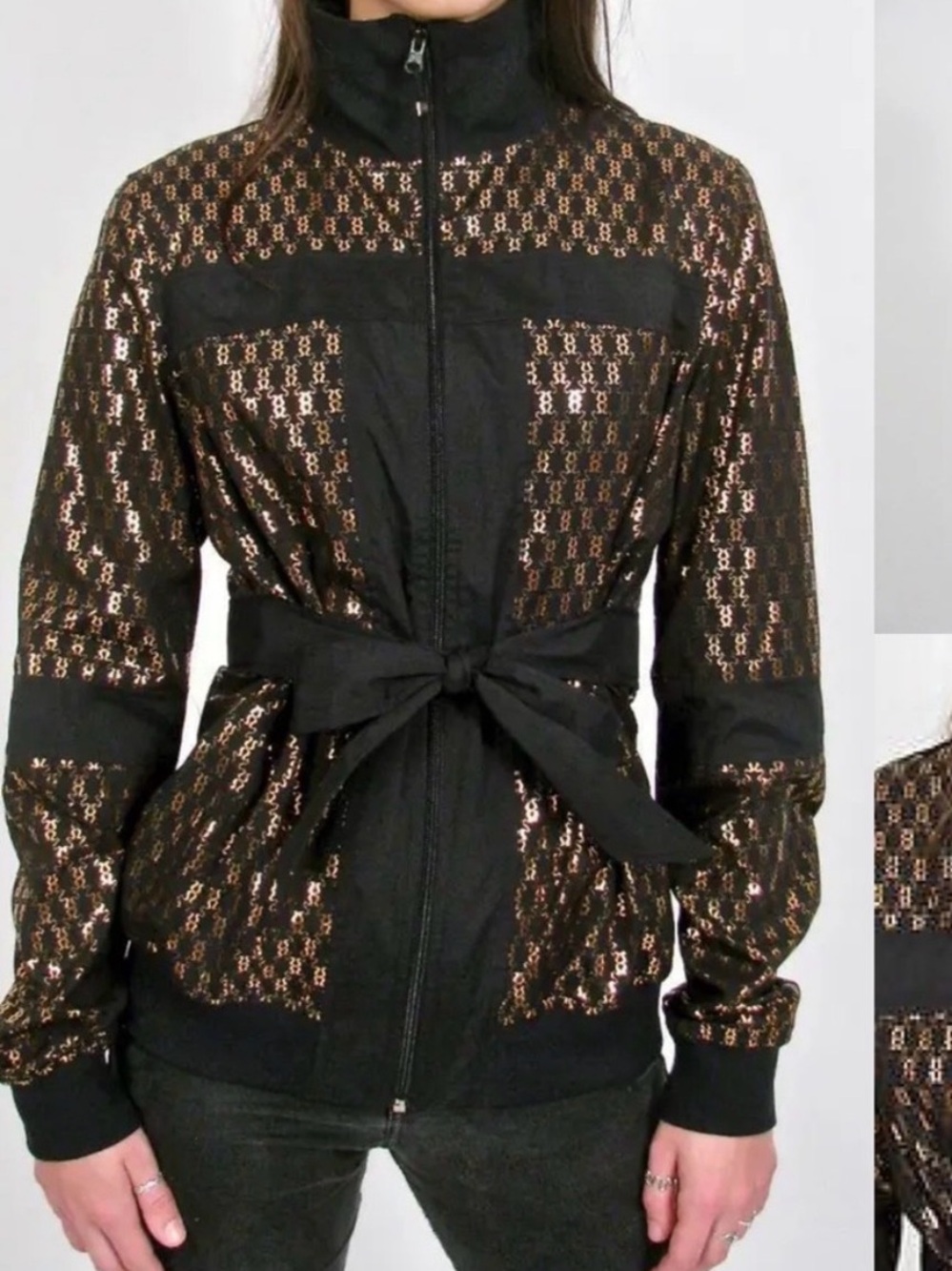 Lululemon New Moves Jacket- Metallic Gold Foil Logo Pattern